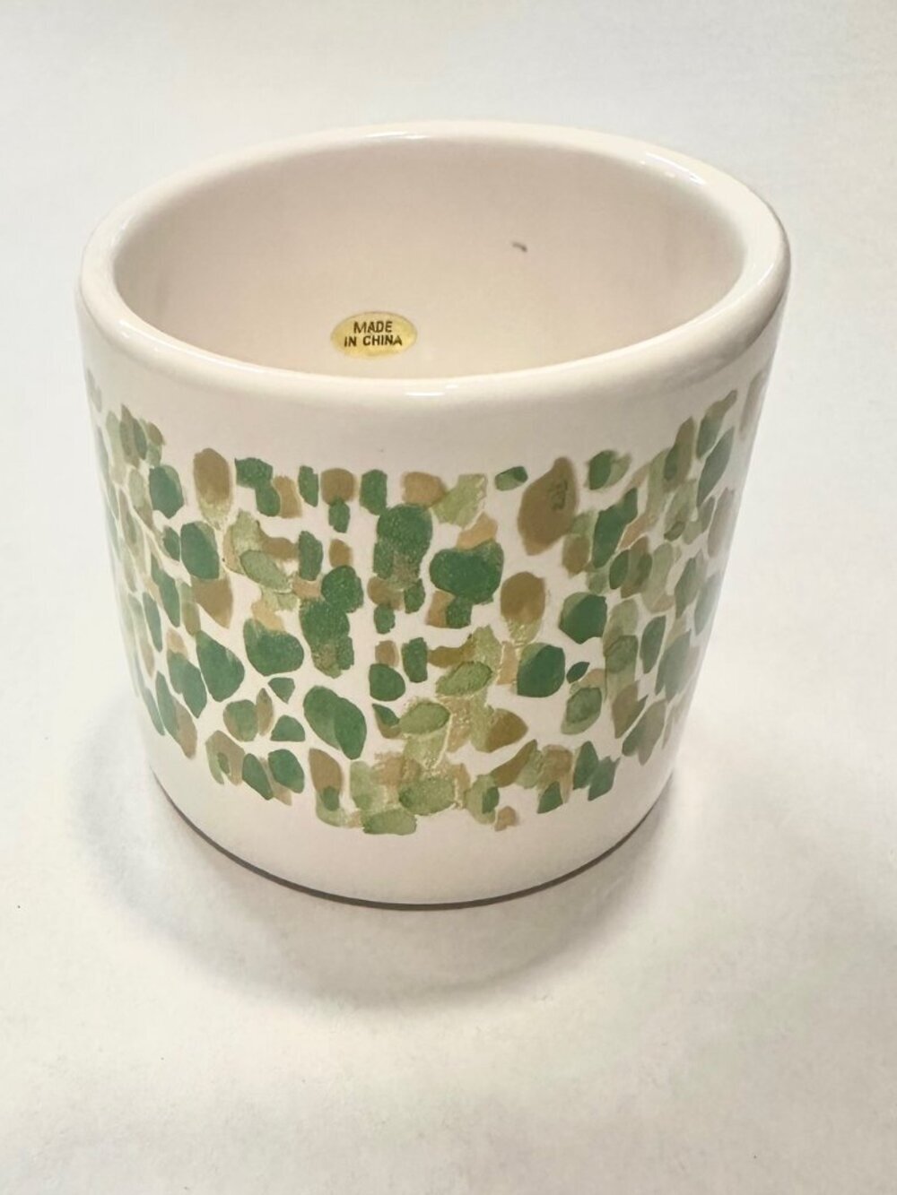 Mini Calandiva Seas Decor Ceramic Container Spackled Pattern Cream Gold Green